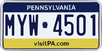 PA license plate MYW4501