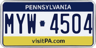 PA license plate MYW4504