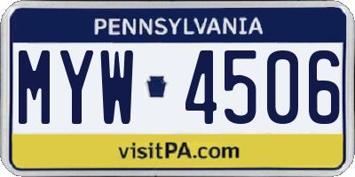 PA license plate MYW4506