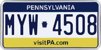 PA license plate MYW4508