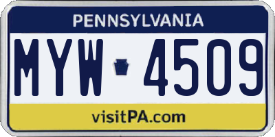 PA license plate MYW4509
