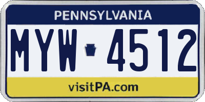 PA license plate MYW4512