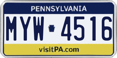 PA license plate MYW4516