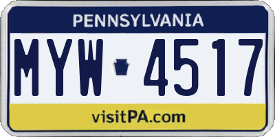 PA license plate MYW4517