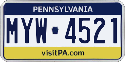 PA license plate MYW4521