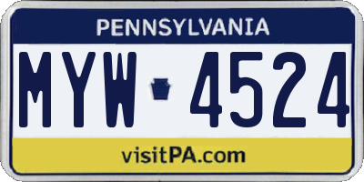 PA license plate MYW4524