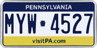 PA license plate MYW4527