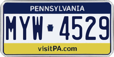 PA license plate MYW4529