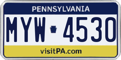 PA license plate MYW4530