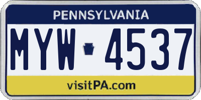 PA license plate MYW4537