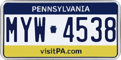 PA license plate MYW4538