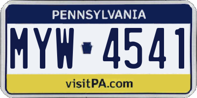 PA license plate MYW4541