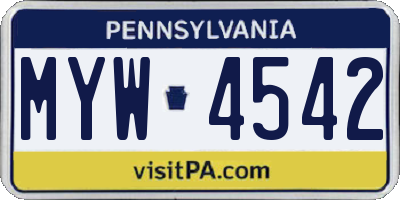 PA license plate MYW4542