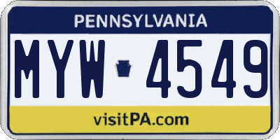 PA license plate MYW4549