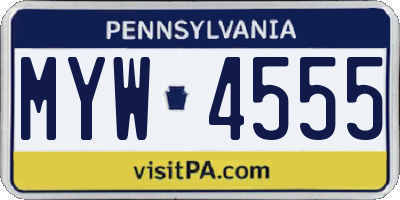 PA license plate MYW4555
