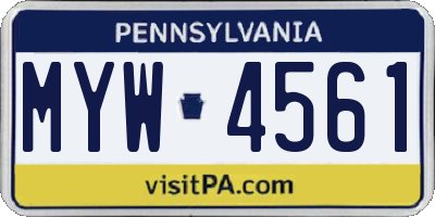 PA license plate MYW4561