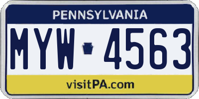 PA license plate MYW4563