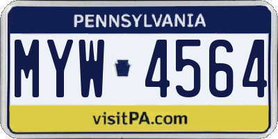 PA license plate MYW4564
