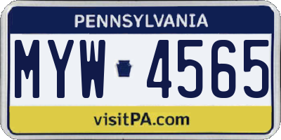 PA license plate MYW4565