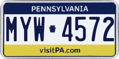 PA license plate MYW4572