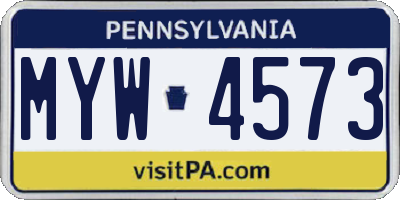 PA license plate MYW4573