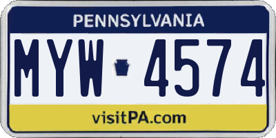 PA license plate MYW4574