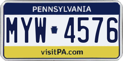PA license plate MYW4576