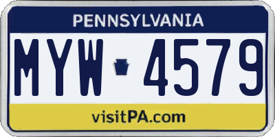 PA license plate MYW4579