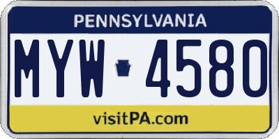 PA license plate MYW4580