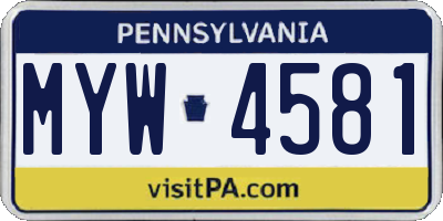 PA license plate MYW4581
