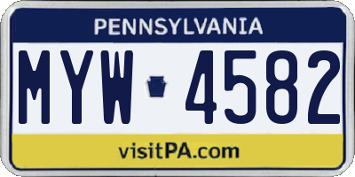 PA license plate MYW4582