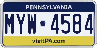 PA license plate MYW4584