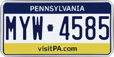 PA license plate MYW4585
