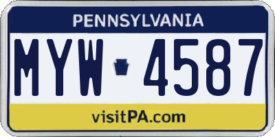 PA license plate MYW4587