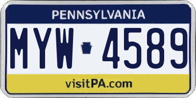 PA license plate MYW4589