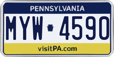 PA license plate MYW4590