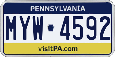 PA license plate MYW4592
