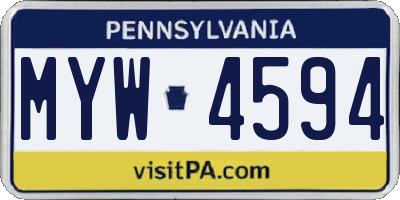 PA license plate MYW4594