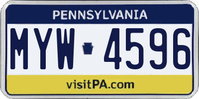 PA license plate MYW4596