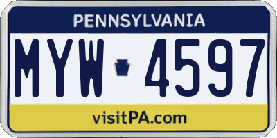 PA license plate MYW4597