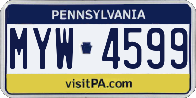 PA license plate MYW4599