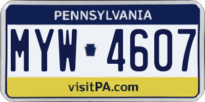 PA license plate MYW4607