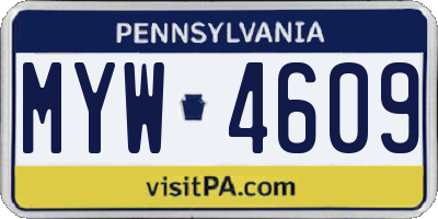 PA license plate MYW4609