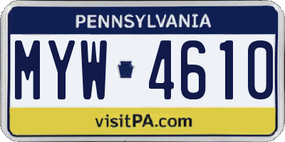 PA license plate MYW4610