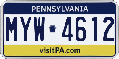PA license plate MYW4612