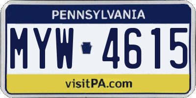 PA license plate MYW4615