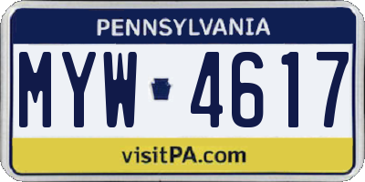 PA license plate MYW4617