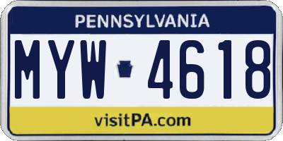 PA license plate MYW4618