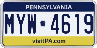 PA license plate MYW4619
