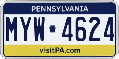 PA license plate MYW4624